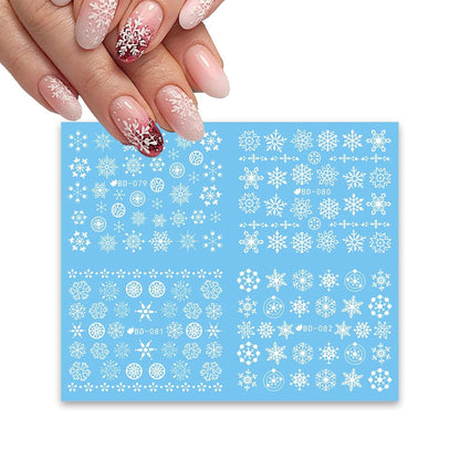 24 Sheets Christmas Nail Stickers Snowflake Nail Art Water Decals Transfer Nail Supplies Snowflake Angel Bell Elk Design Nail Tattoo Stickers for Women Girls Christams Nails Design Art Decoration