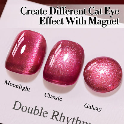 Double Rhythm 0.5 OZ Cat Eye Gel Polish with Magnet 15ML Holographic Glitter Shimmer Translucent Jelly Color Magnetic Nail Polish Salon DIY at Home (MC1077)