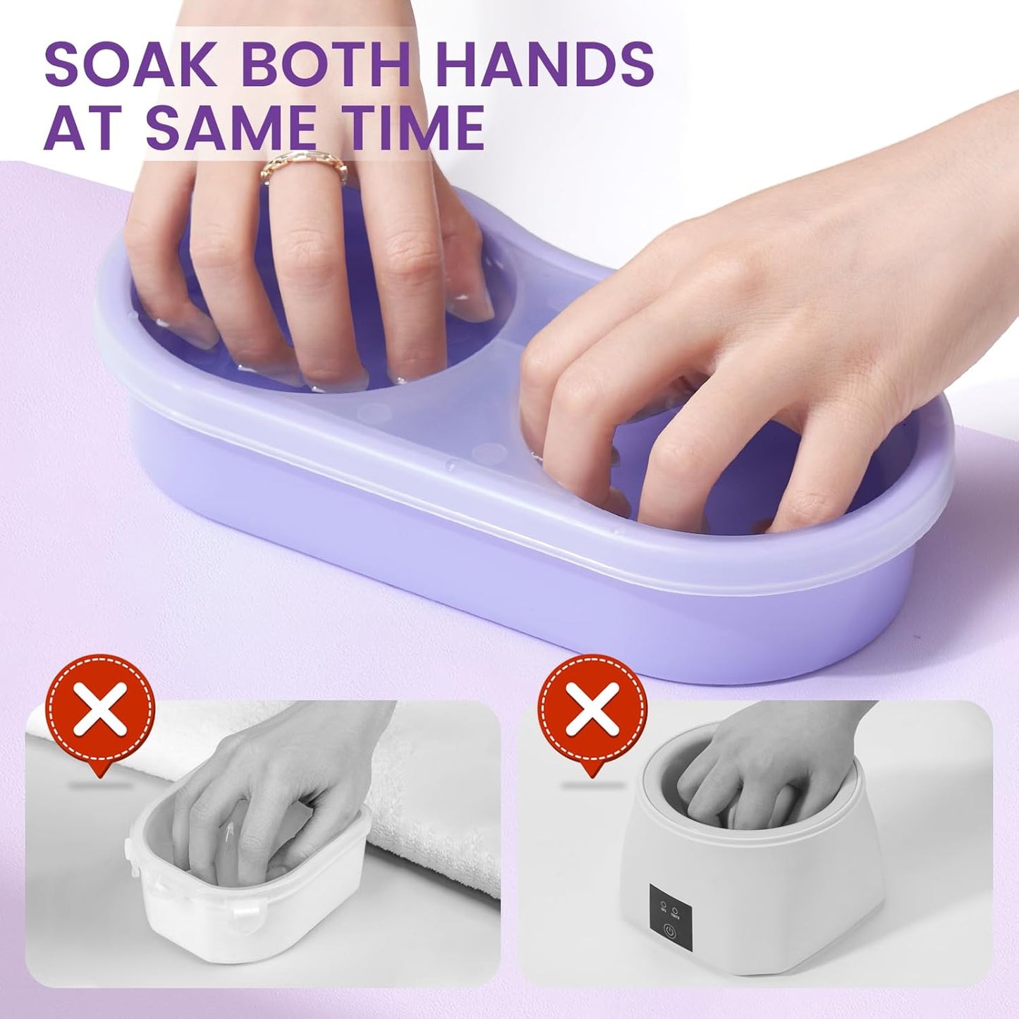 Dual Nail Soaking Bowl Acetone Proof: Soak Off Gel Nail Polish Dip Powder Remover Bowl- Cut the Soaking Time in Half Manicure Bowl for Salon Home