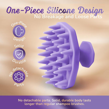 Silicone Scalp Scrubber - Massage Shampoo Brush, Soft Bristles for Hair Growth & Dandruff Removal - Ergonomic Design, Wet & Dry Use, Deep Cleansing Scalp Exfoliator for All Hair Types - Purple