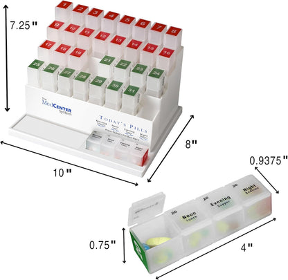 Monthly Pill Box Organizer, 4 Times a Day, Large 31 Daily Pill Cases with Compartments for Vitamins, Supplements, Medication, 31 Day Pill Organizer