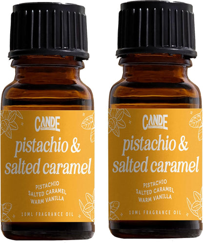 CANDECraftCo Premium Fragrance Oil – Diffuser Oils Fragrances Scented for Home, Candle Soap Making Supplies, Aromatherapy Blends for House (0.34 Fl Oz) (2-Pack, Pistachio & Salted Caramel)