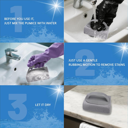 4Pcs Pumice Stone for Cleaning, Pumice Stones for Pool Tile Cleaning Pumice Stone Cleaner Brush with Handle, Pumice Cleaning Stones Scouring Stick Hard Water for Bathtubs Grills Swimming Pools
