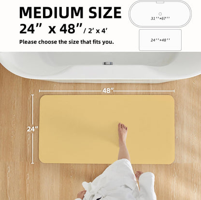 Bathroom Mat Quick Dry, Bathroom Rugs Non Slip Washable Thin Absorbent Bath Mat Fits Under Door Bathroom Floor Mat Perfect for Bath, Shower, or Sink 24"x48" Light Yellow