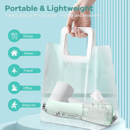 H2ofloss Water Dental Flosser Teeth Pick: Portable Cordless Oral Irrigator with 5 Modes, 300ML Rechargeable Travel Irrigation Cleaner IPX7 Waterproof Electric Flossing Machine for Teeth Cleaning Green