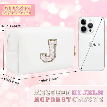 Initial letter patch makeup bag,