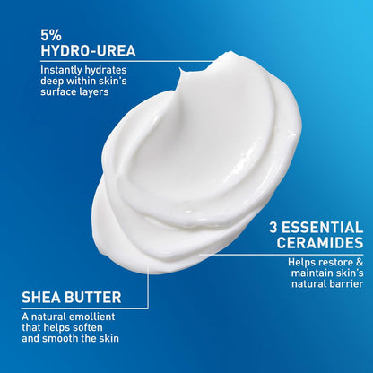 CeraVe Intensive Moisturizing Cream, Body Moisturizer With Shea Butter, 72H Hydration + Skin Barrier Repair, Fragrance-Free Body Lotion For Extremely Dry Skin, 19oz