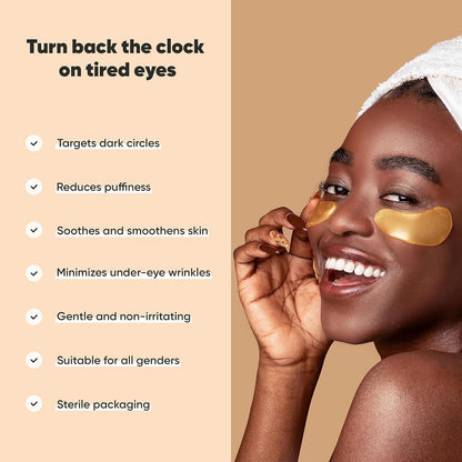 LE GUSHE Under Eye Mask & Under Eye Patches (20 Pairs) - Gold Eye Mask with Collagen & Amino Acid, Cooling Eye Care for Wrinkles, Puffy Eyes & Dark Circles, Brightening Skincare
