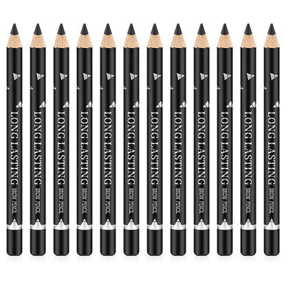 Go Ho 12 PCS Black Eyebrow Eyeliner Pencils,Sweatproof Eyebrow Pencil,Long-lasting Nice Color Eye Brow Gel Pen Makeup Brow Tint Sticks（Black）