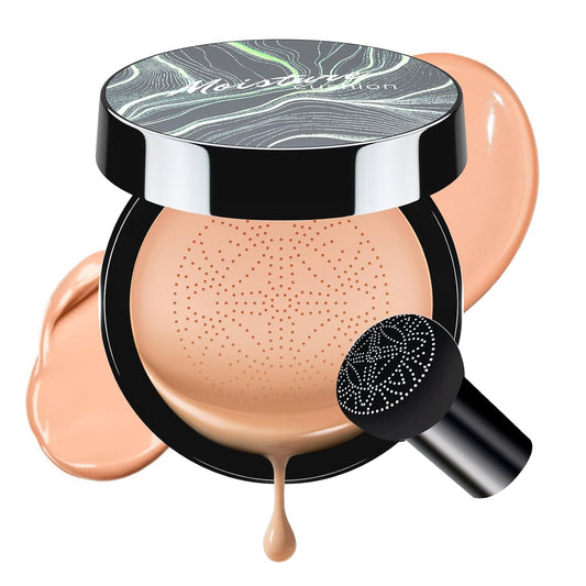 Air Cushion CC Cream Foundation - Mushroom Head BB Creams, Long Lasting Concealing Brightening, Moisturizer Face Cream,Facial Skin Care Makeup For All Skin Types (Nude)