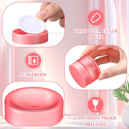 Domensi 100 Pcs 1 oz Glass Jars with Lids Bulk Round Glass Cosmetic Jars Lids 1 oz Small Travel Containers with Inner Liner for Lotions Powders Ointments Sample Cream (Pink,Pink)