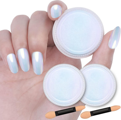 Artdone 2Pcs Chrome Nail Powder,Unicorn Mermaid Aurora Nail Powder,Iridescent Chameleon Effect Nail Color Metallic Mirror Chrome Powder Kit for Nail Art Glitter Gel Polish kit