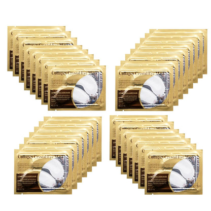 White Collagen Eye Mask, 30 Pairs Crystal Gold Under Eye Patches For Puffy Eyes and Dark Circles – Look Less Tired and Reduce Wrinkles and Fine Lines (White)