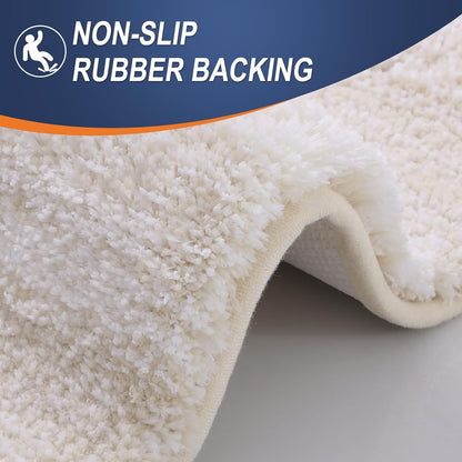 OLANLY Bathroom Runner Rugs 47x20, Extra Soft Absorbent Microfiber Bath Rugs, Rubber Backing, Quick Dry, Washable Bath Mats for Bathroom Floor, Tub and Shower, Home Decor Accessories, Light Beige