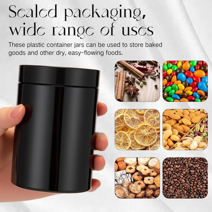 SATINIOR 24 Pieces Empty Clear Plastic Jars with Lids Round Storage Containers Wide Mouth for Beauty Product Cosmetic Cream Lotion Liquid Butter Craft and Food(Black,10 oz)