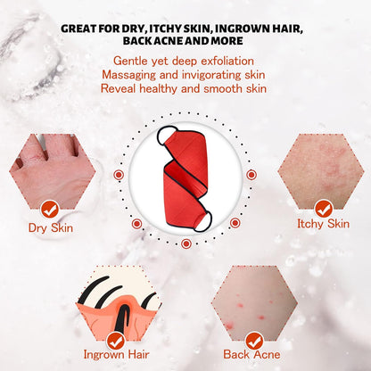 Evridwear Exfoliating Body Scrubber with Handles Back Washer Back Scrubber for Shower Bath Dry Skin Whole Body Deep Clean Men Women(Moderate)