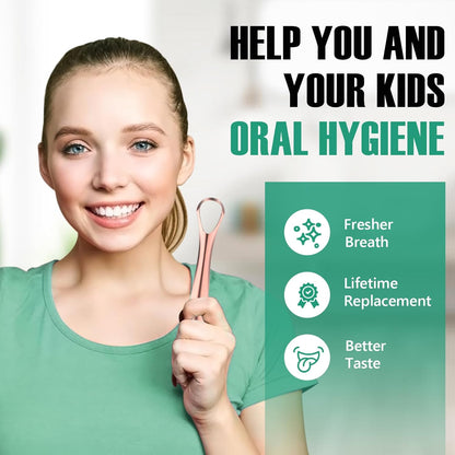 RONAVO Tongue Scraper Cleaner for Adults and Kids, Oral Hygiene, Oral Health, Improve Taste, No Smell, No Rust, 2 Colors (4 Pack)