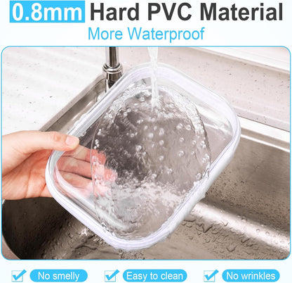 Sanwuta 6 Pcs Clear Hard Zipper Case Pencil Pouches Hard Plastic Zipper Pouches Makeup Bag Transparent Cases for Snacks Plastic Storage Organizer Box for Travel(Assorted Color,7.87 x 5.9 x 2 Inch)