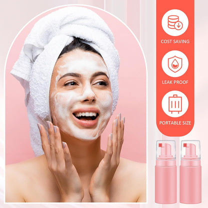 50pcs Foam Pump Bottles 1oz/30ml Plastic Mini Empty Dispenser DIY Travel Face Cleanser Mousse Soap Foam Bottle Refillable Hand Soap Eyelash Shampoo Cosmetics Portable Travel Pack(Pink)