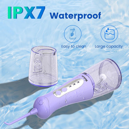 Water Flosser for Teeth, Portable Oral Irrigator Rechargeable Water Dental Flosser Pick with High Pressure 5 Jet Tips, IPX7 Travel Water Flossing for Brace Teeth Cleaner Gum Care