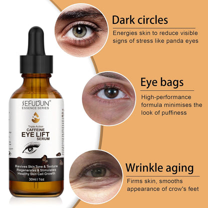 Caffeine Eye Serum, Eye Serum Anti Aging Wrinkles Effectively Fades Dark Circles, Eye Bags, Helping to Minimize Wrinkles and Fine Lines, Eliminate Puffiness, with EGCG, Vitamin C Under Eye Serum 30ml