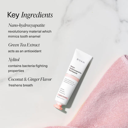 Boka Fluoride Free Toothpaste, Nano Hydroxyapatite Toothpaste, Appropriate for Sensitive Teeth - for Adult, Kids Oral Care - Coco Ginger Flavor, 1.3 Fl Oz 2Pk US Manufactured