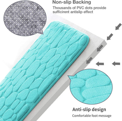 YIHOUSE Memory Foam Bath Mat Cobblestone Bathroom Rugs Super Water Absorbent Bath Mats for Bathroom Machine Washable Bath Rugs(20 x 32,Teal)