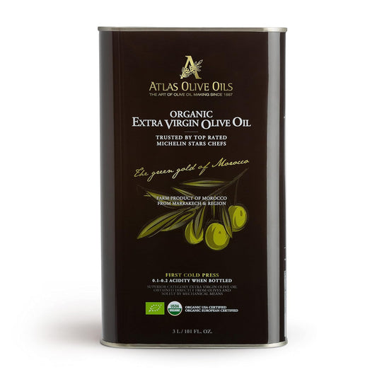 Atlas 3 LT Organic Cold Press Extra Virgin Olive Oil with Polyphenol Rich from Morocco|Newly Harvested Unprocessed from One Single Family Farm | Moroccan EVOO Trusted by Award-Winning Chefs