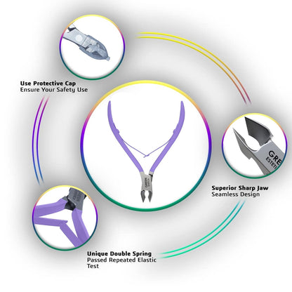 Professional Cuticle Trimmer Nail Cuticle Cutter Stainless Steel Cuticle Nippers with Sharp Blades of Cuticle Clippers Manicure Tools with Double Spring for Nail Care Pedicure Nail Tools (Purple)