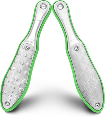 BEZOX Foot Scrubber for Dead Skin(1PCS) - Double Sided Feet File Callus Remover, Heavy Duty Stainless Steel Heel Scraper, Cracked Heel Repair - Green