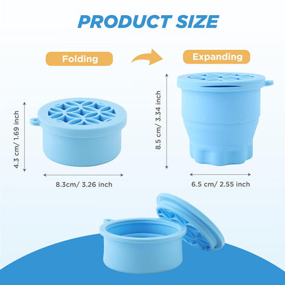 Makeup Brush Cleaner - Foldable Silicone Makeup Brush Cleaner Mat with Brush Storage Holder Makeup Brush Cleaning Bowl Cosmetic Brush Washing Tool for Cleaning Organizer and Drying (Purple and Blue)