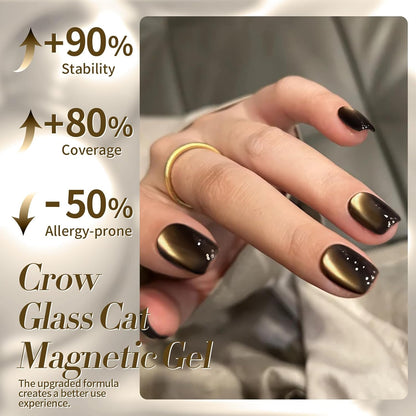 Born Pretty Cat Magnetic Eye Gel Nail Polish,Brown Jelly Glass Magnetic Gel Polish, Crow Glitter Soak Off Nail Art Salon Manicure Home Gift 15ml