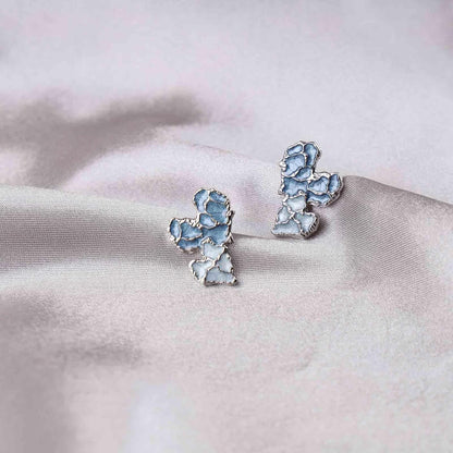 Vintage Blue Heart Stud Earrings Acrylic Heart Earrings Resin Blue Heart Earrings Double Love Heart Earrings Jewelry for Women