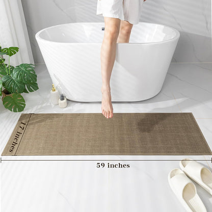 chakme Bathroom Rugs 59x17, Ultra Thin Non Slip Bath Mat Runner Quick Dry Absorbent Bath Mat for Bathroom Floor, (Dark Beige, 59"x17")