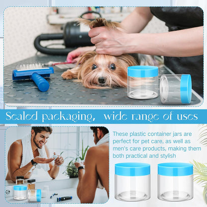 Patelai 4 Pieces Round Wide-mouth Leak Proof Plastic Container Jars with Lids for Travel Storage Makeup Beauty Products Face Creams Oils Salves Ointments DIY Making(8 Ounce,Blue)