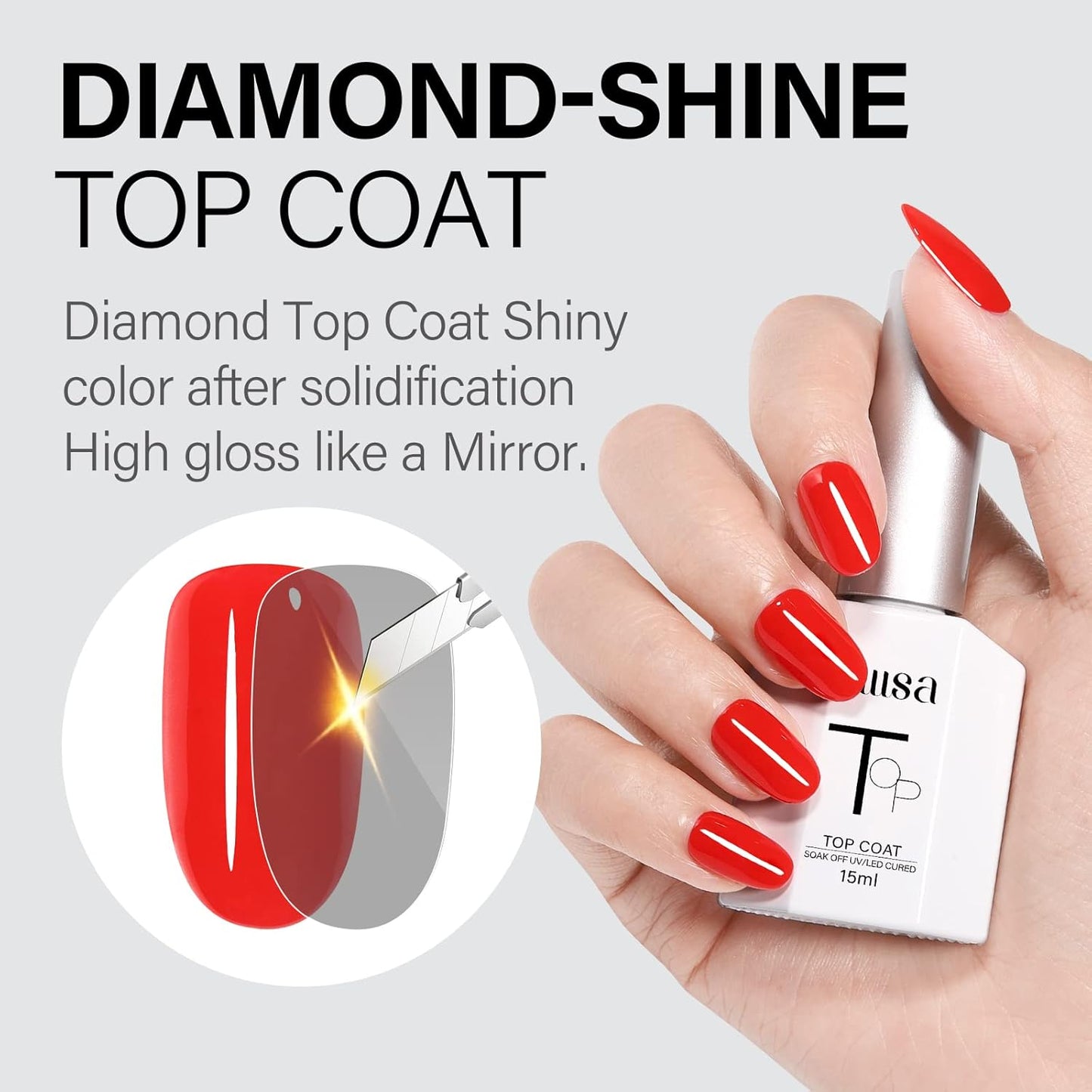 AILLSA Base and Top Coat Gel Nail Polish Top and Base Coat Nail Polish Soak Off Long Lasting Clear Base Gel High Gloss Shine No Wipe Top Coat for DIY Nail Art at Home 0.51 Fl Oz