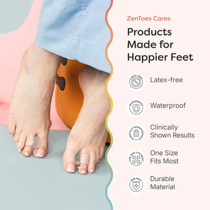 ZenToes Clear Gel Toe Separators for Bunions, Spreaders for Overlapping Toes and Drift Pain - 1 Pack of 4 (Clear)