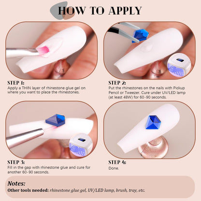 2750Pcs Royal Blue Glass Rhinestones 240Pcs Multi Shapes Flatback Gems + 2510Pcs 1.5-4mm Round Crystal, Manicure Charms Diamond Gemstones for Acrylic Nails Decoration