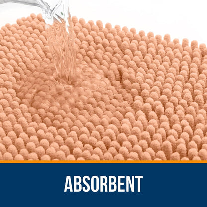 OLANLY Bathroom Rugs 70x24, Extra Soft Absorbent Chenille Bath Rugs, Rubber Backing Quick Dry, Machine Washable Bath Mats for Bathroom Floor, Tub and Shower, Home Decor Accessories, Peach