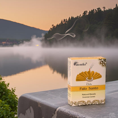 ARO VATIKA Vedic Palo Santo Natural Masala 120 Incense Cones in Pack of 12 Boxes | Environment-Friendly Dhoop | Best for Prayer, Reiki, Meditation & Relaxation | Burn Time- 25 mins