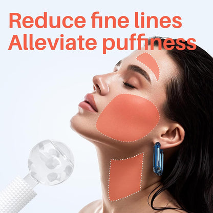 Ice Globes & Ice Roller for Face and Eyes - Facial Massage Tools for Skin Care, Reduce Wrinkles & Puffiness, Cooling Globes & Roller Ball for Glowing Skin 2PCS (White)