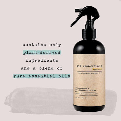 Air Essentials Air Freshener & Odor Eliminator Spray - 12 oz, Pack of 2 - Made with Pure Essential Oils - Lemon Burst Scent
