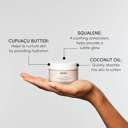 OUAI Body Cream Travel Size, Melrose Place - Hydrating Whipped Body Cream with Cupuaçu Butter, Coconut Oil & Squalane - Softens Skin and Delivers Healthy-Looking Glow - Sulfate Free Skin Care (3.4 Oz)