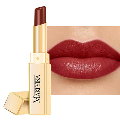 MAKI YIKA Moisture Dark Red Lipstick for Women Hydrate Lip Balm for Dry Cracked Lips Weightless Glossy Lip Color Juicy Finish,MA052 Dark Time