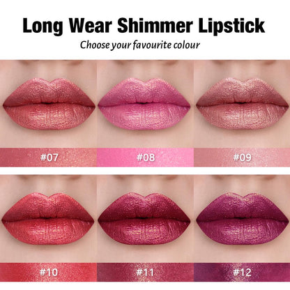 Red Metallic Lipstick for Women,Lightweight Shimmer Frosted Lipstick,Glitter Lip Gloss Stain Long Lasting Waterproof Smudge Proof 24 Hour Full Coverage Lip Makeup,Vegan