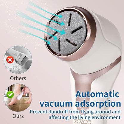 Electric Foot Callus Remover with Dander Vacuum, Rechargeable Waterproof 3 Roller & 2 Speeds Foot File,Professional Portable Pedicure Tool for Care of Dead Skin,Chapped,Callus,Cracks