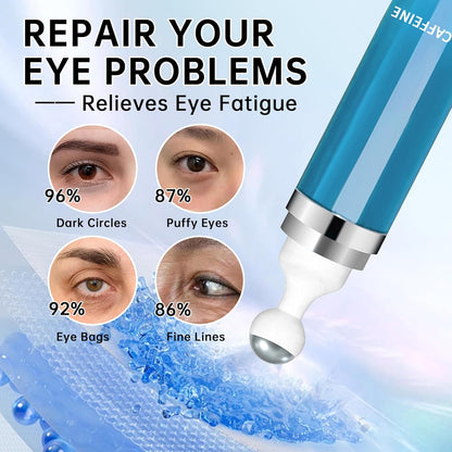 5% Caffeine Eye Cream Anti Aging, Eye Cream For Puffiness & Bags Under Eyes, 1 PCS Caffeine Eye Serum With Under Eye Roller For Wrinkles, Fine Lines & Dark Circles, Natural Eye Daily Care