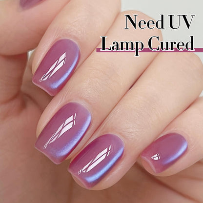 Double Rhythm 15ML Ice Glass Cat Eye Gel Polish with Magnet Holographic Glitter Shimmer Translucent Sheer Color Salon Soak Off Magnetic Nail at Home (Rose Violet-MC1131)