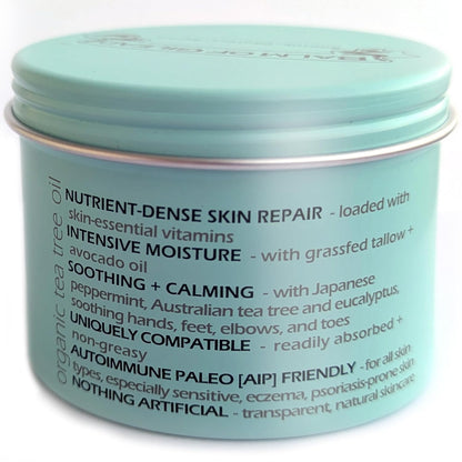 BALM OF GILEAD Foot Cream with Tea Tree and Eucalyptus – Intensive Moisturizing Cream for Dry, Cracked Heels and Feet – Refreshing Body and Skin Care Balm