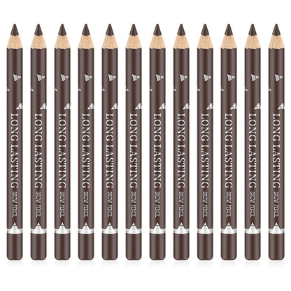Go Ho 12 PCS Dark Brown Eyebrow Eyeliner Pencils,Sweatproof Eyebrow Pencil,Long-lasting Nice Color Eye Brow Gel Pen Makeup Brow Tint Sticks（Dark Brown）